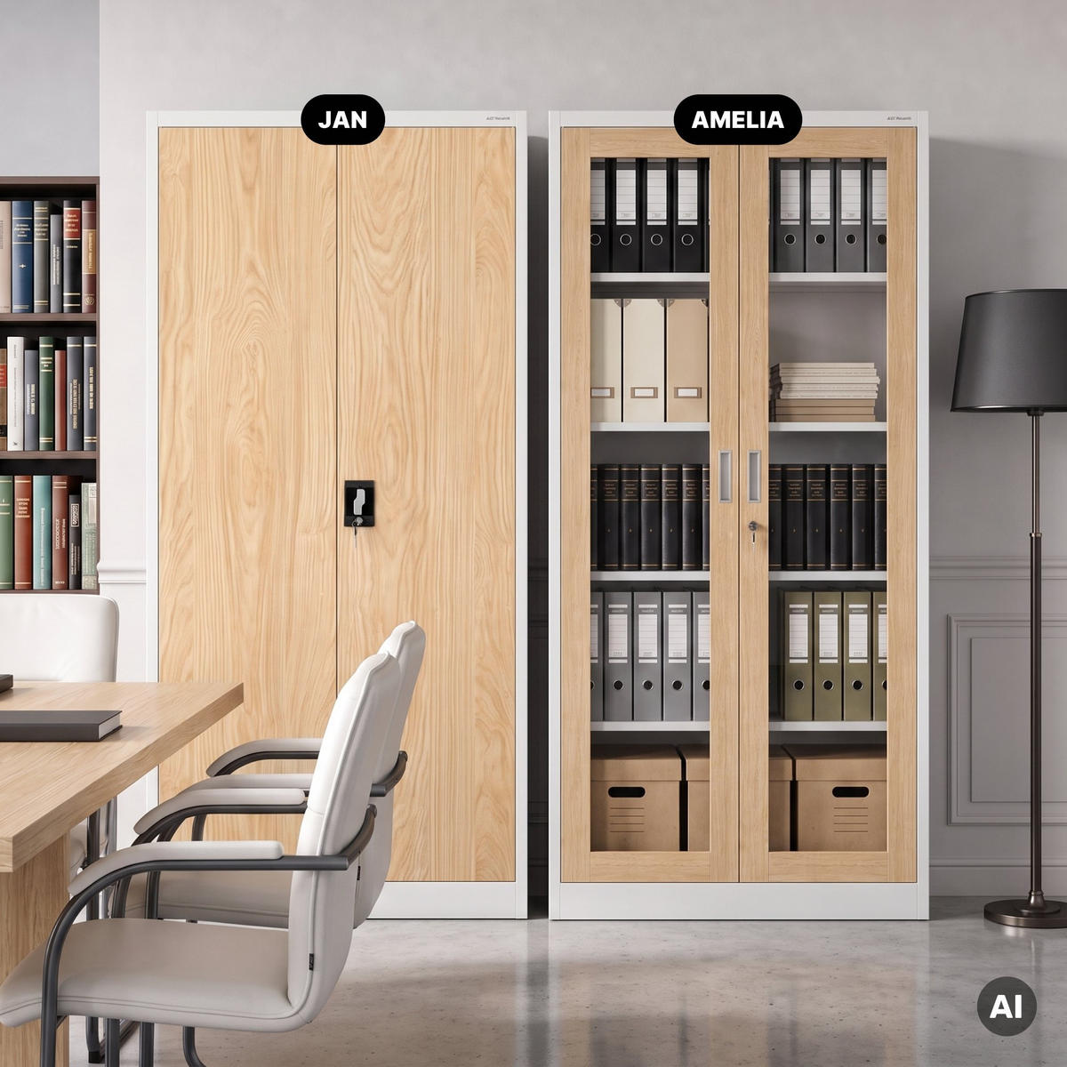 VITRINENSCHRANK Amelia 185x90x40 cm - Weiß/Sonoma Eiche, Metall (90/185/40cm) - Jan Nowak