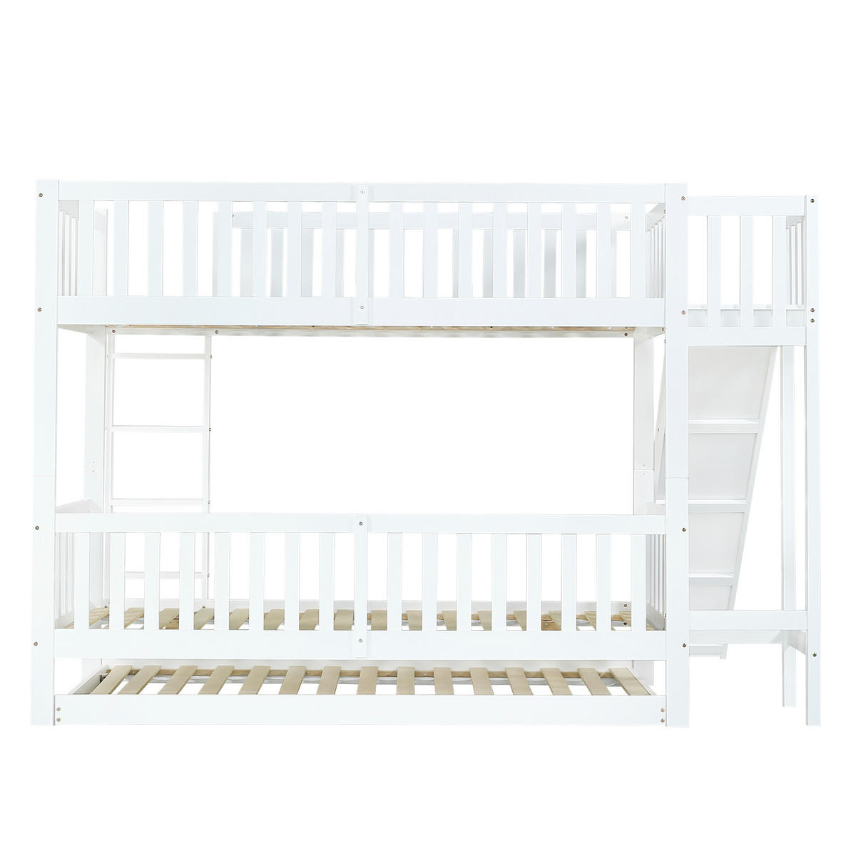 ETAGENBETT Kinderbett mit Rollbett Weiß 90x200/90x190cm - Weiß, Holz (90/200cm) - ComfortXL