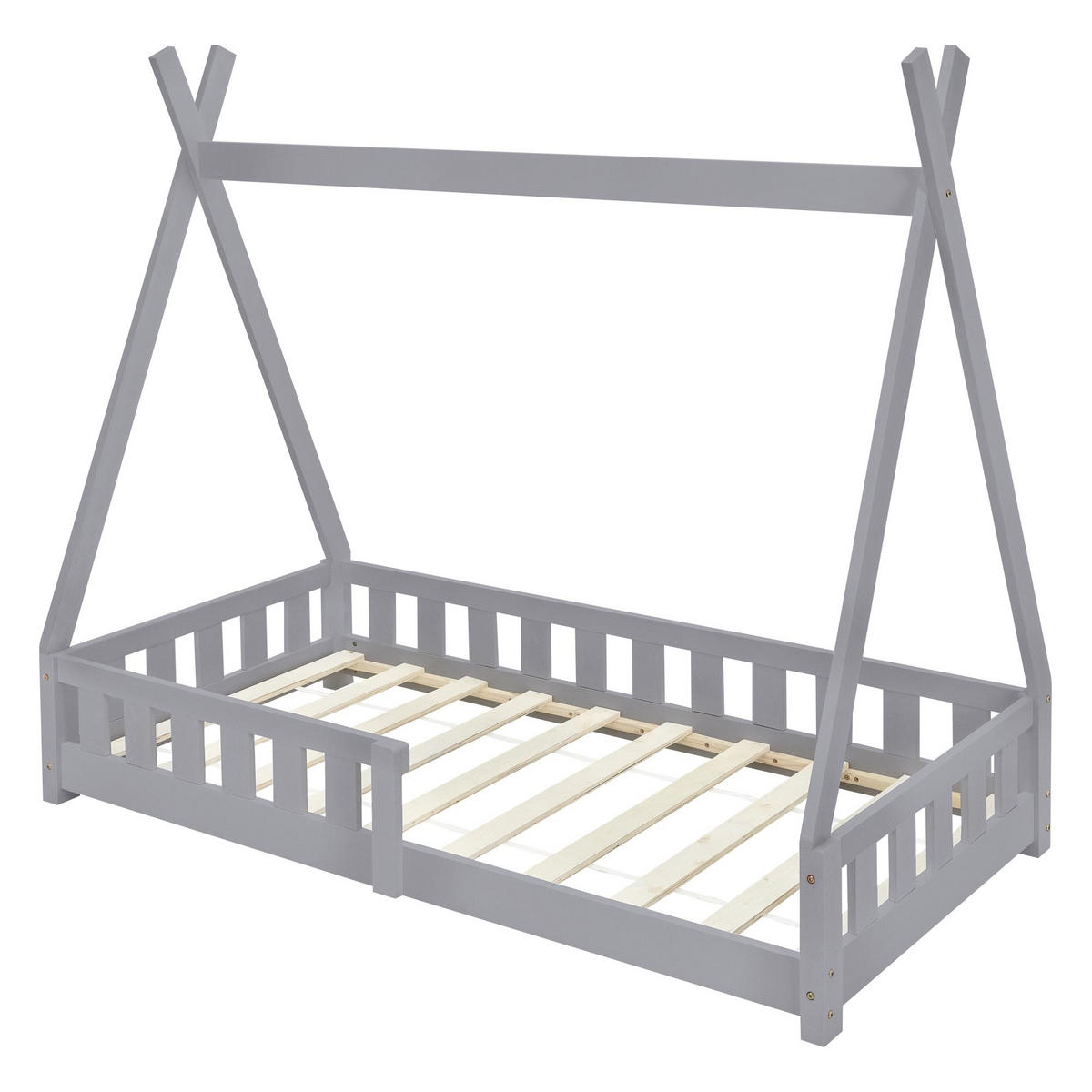 KINDERBETT Tipi 80x160 cm Hellgrau - Hellgrau, Holz (80/160cm) - ML-DESIGN
