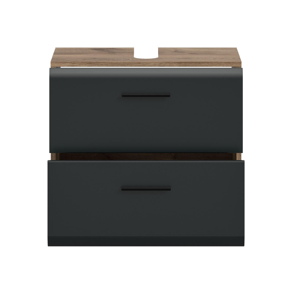 WASCHBECKENUNTERSCHRANK AUF ROLLEN Ice schwarz matt 60/30/58 cm - Braun, Holzwerkstoff (60/58/30cm) - Xonox