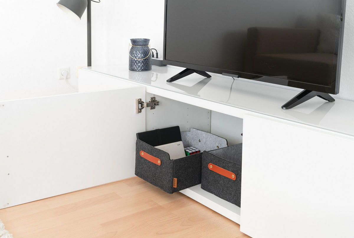 AUFBEWAHRUNGSBOXEN 4er-Set - Dunkelgrau, Textil (31/15/31cm) - Miqio Design