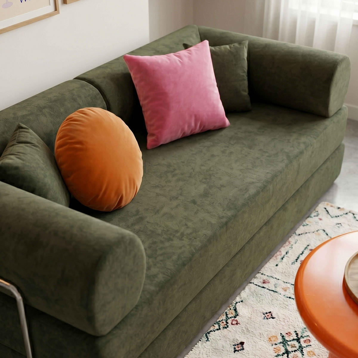 SCHLAFSOFA mit 2 Sitzplätzen, Grün - Grün, Textil (204/67/102cm) - Oviala
