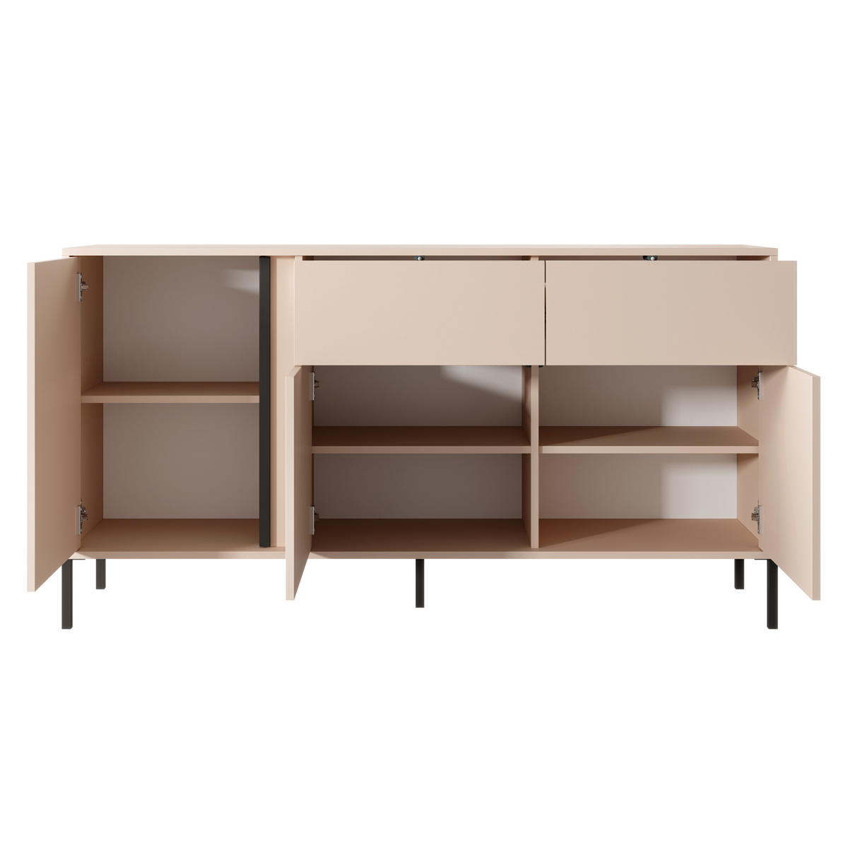 SIDEBOARD DASTINO 153/81/40 cm mit 2 Schubladen und 3 Türen Beige - Beige, Holzwerkstoff (153/81/40cm) - MASSENO