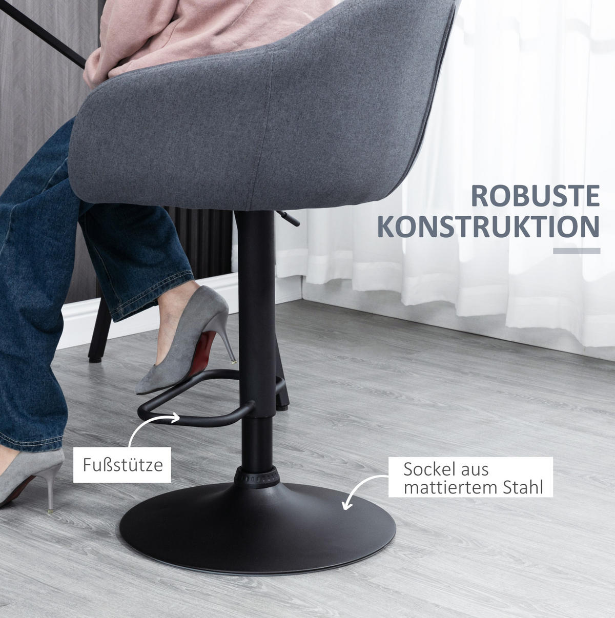 BARHOCKER höhenverstellbar drehbar 54 x 54 x 112 cm Steel Dark Gray - Dunkelgrau, Metall (54/112/54cm) - Meubliv