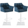 BARHOCKER 2er Set Stoff Blau - Blau/Weiß, Textil/Metall (64/88/45cm) - CLP