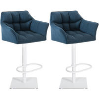 BARHOCKER 2er Set Stoff Blau - Blau/Weiß, Textil/Metall (64/88/45cm) - CLP