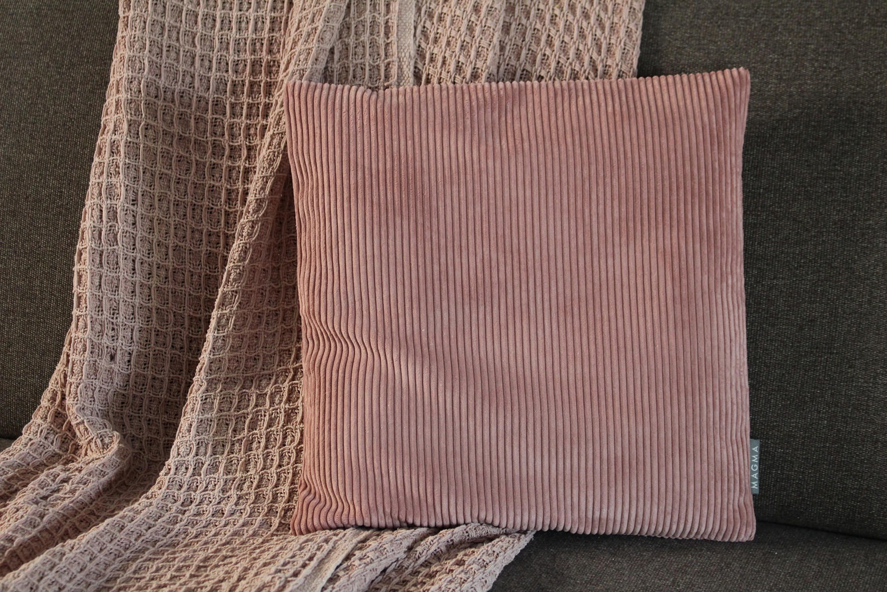 KISSENHÜLLE Inga Cord Look rose - Rosa, Textil (40/40cm) - Magma Heimtexx