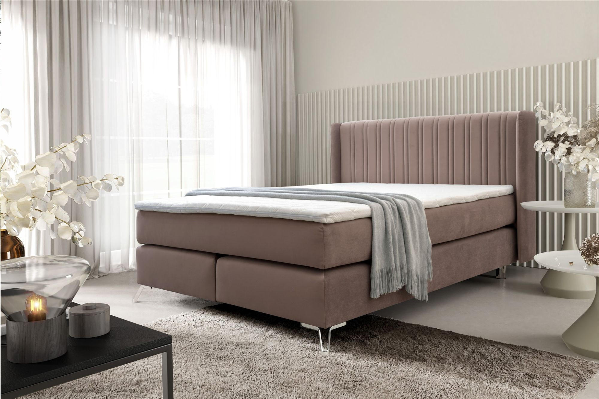 BOXSPRINGBETT Agnus - Dunkelbraun, Holzwerkstoff/Textil (200/200cm) - Fun Möbel