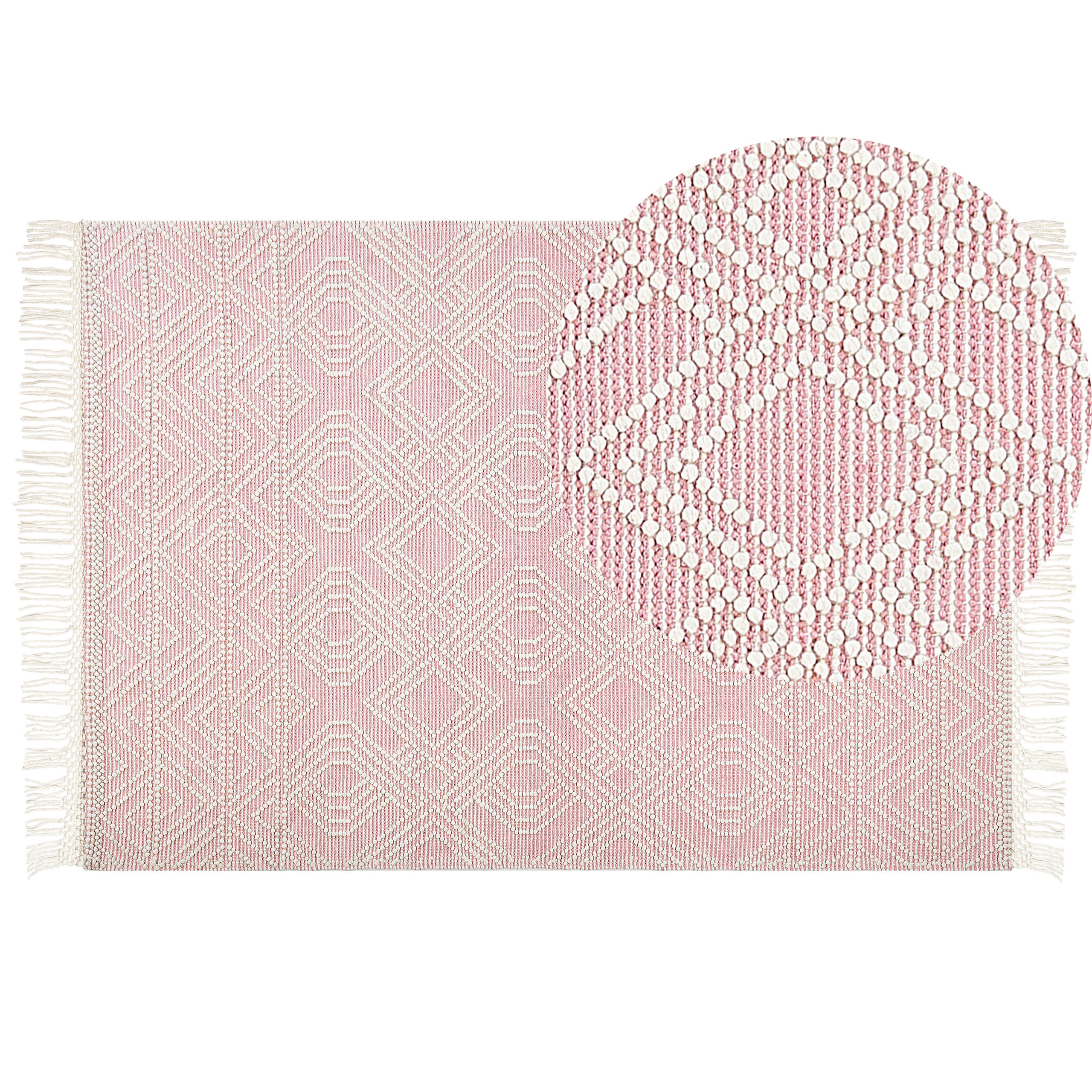 KURZFLOR-TEPPICH Adana 230/160 cm - Pink, Textil (160/230cm) - Beliani