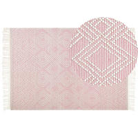 KURZFLOR-TEPPICH Adana 230/160 cm - Pink, Textil (160/230cm) - Beliani