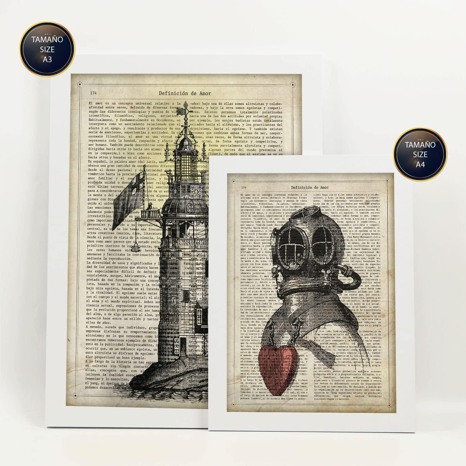 POSTER Set Mit 6 Jahrgang Vintage Papier Plakate Mit Enzyklopädie Revolutionäre Erfindungen Aus Dem Letzten Jahrhundert A3 & A4 Weißer Rahmen - Weiß, Papier (29/3cm) - Nacnic