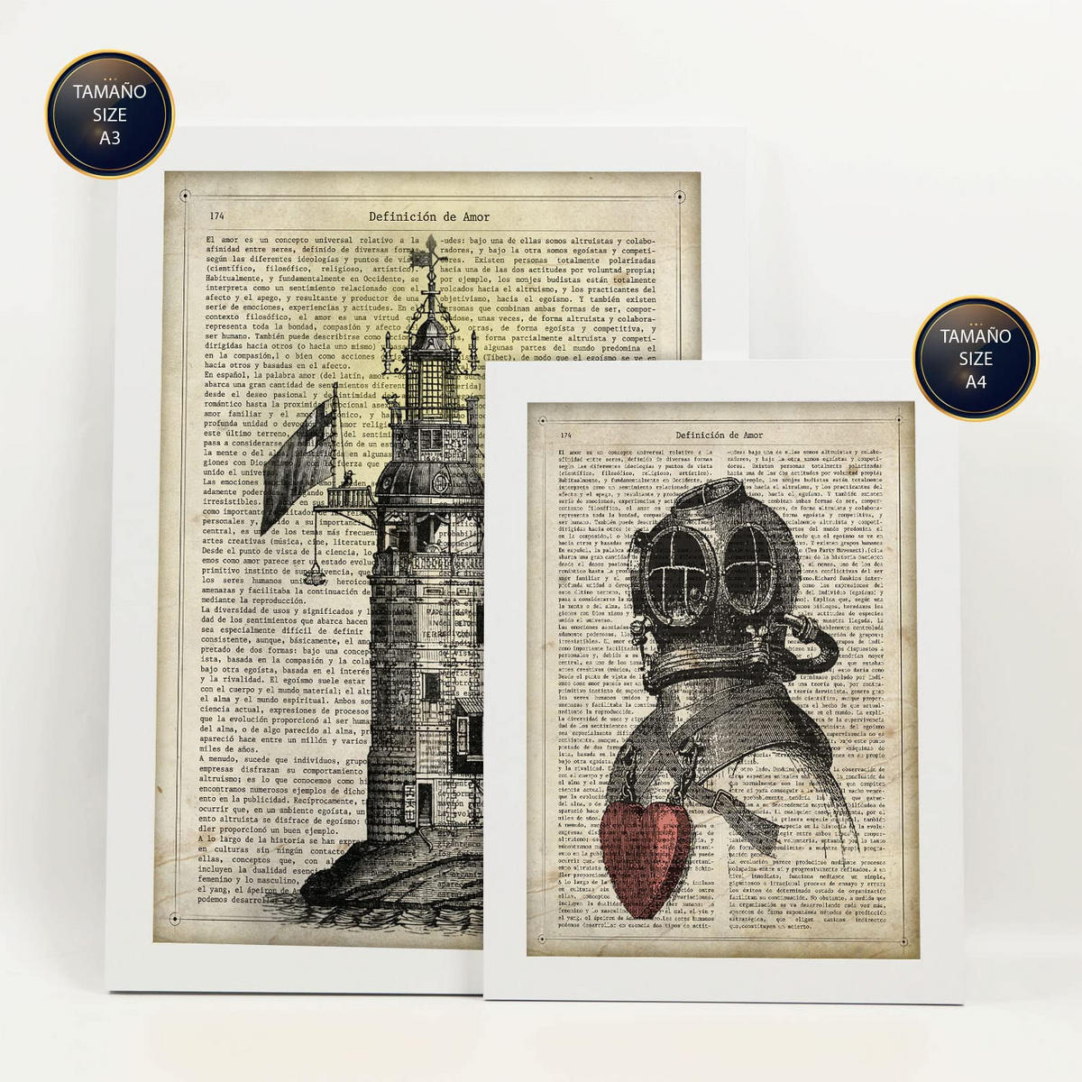 POSTER Set Mit 6 Vintage-Ästhetik Größe A3 & A4 Weißer Rahmen - Weiß, Papier (29.7/1cm) - Nacnic