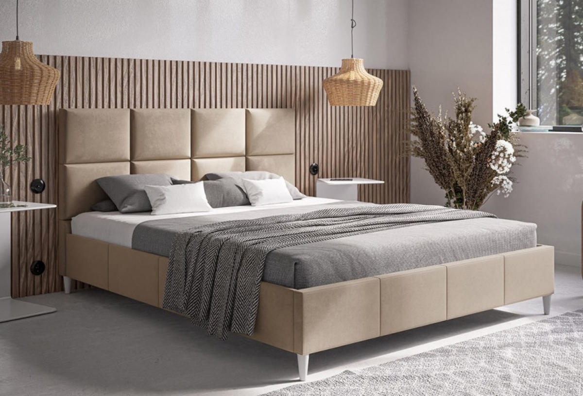 BETT Beige LUXO 1 120x200 cm - Beige/Schwarz, Textil (120/200cm) - Sepro Meble