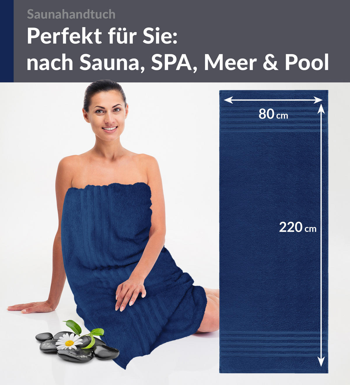 SAUNATUCH London Marine Blau 80x220 cm - Dunkelblau, Textil (80/220cm) - Lashuma