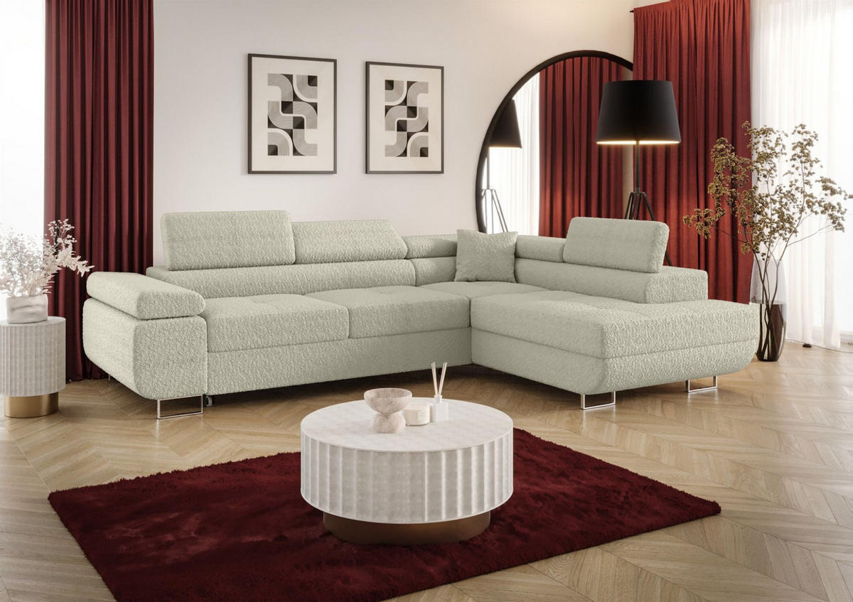 ECKSOFA Monaro Mit Schlaffunktion - Beige, Holzwerkstoff/Textil (275/202cm) - Fun Möbel