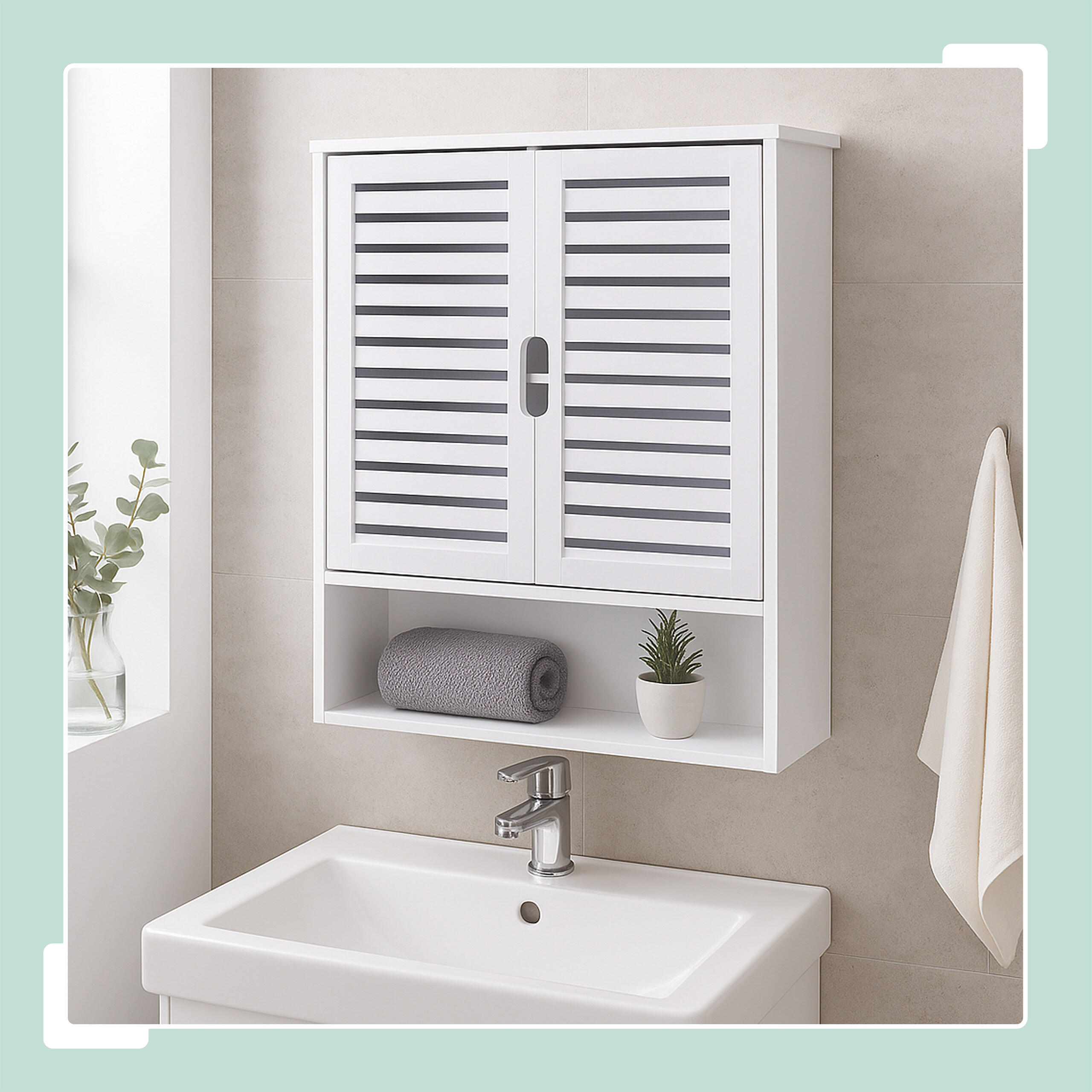 HÄNGESCHRANK - Weiß, Holz/Holzwerkstoff (59/66/21cm) - Relaxdays