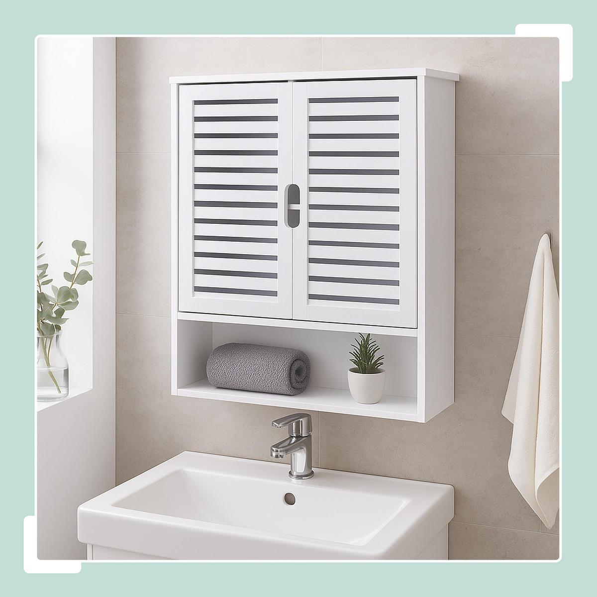 HÄNGESCHRANK - Weiß, Holz/Holzwerkstoff (59/66/21cm) - Relaxdays