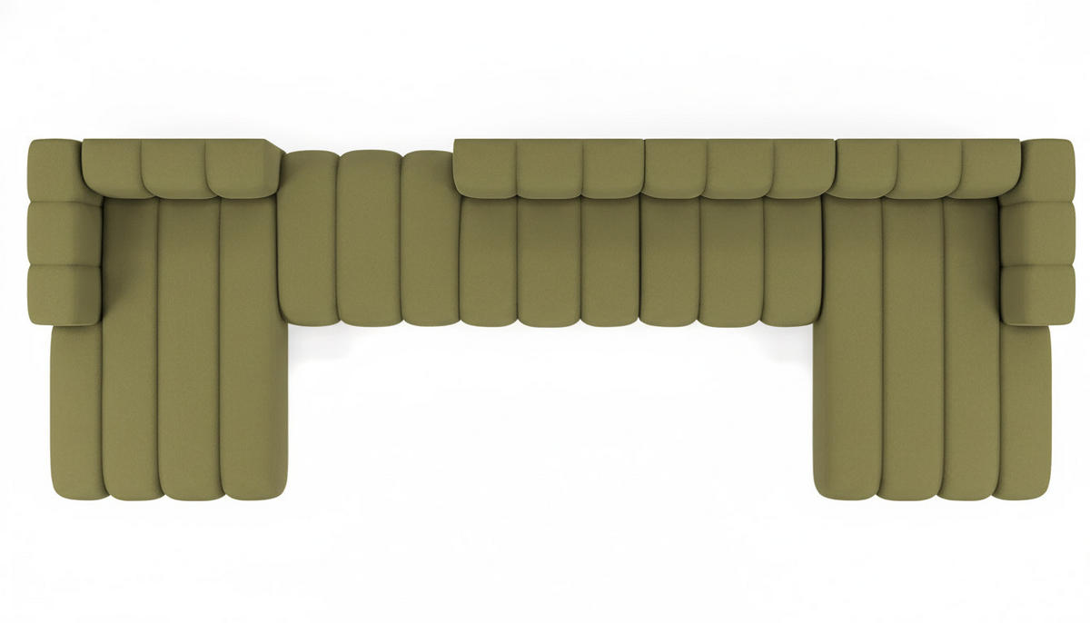ECKSOFA U-Form Grand U Big XL 500 cm, Velourstoff Salvador, Olive - Olivgrün, Holz (500/179cm) - Kaiser Möbel