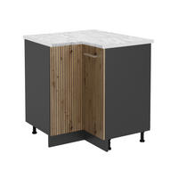 ECKUNTERSCHRANK R-Line Artisan-Eiche 75.6 cm, AP Marmor - Anthrazit/Eiche Artisan, Holzwerkstoff (75.6/81.6/60cm) - Vicco