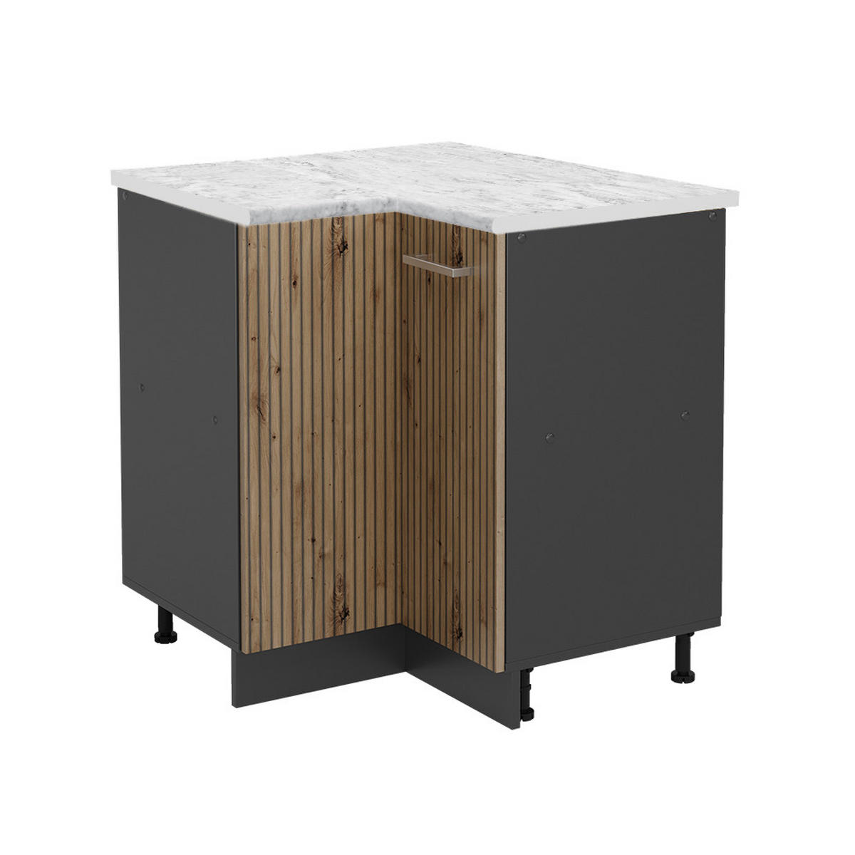 ECKUNTERSCHRANK R-Line Artisan-Eiche 75.6 cm, AP Marmor - Anthrazit/Eiche Artisan, Holzwerkstoff (75.6/81.6/60cm) - Vicco