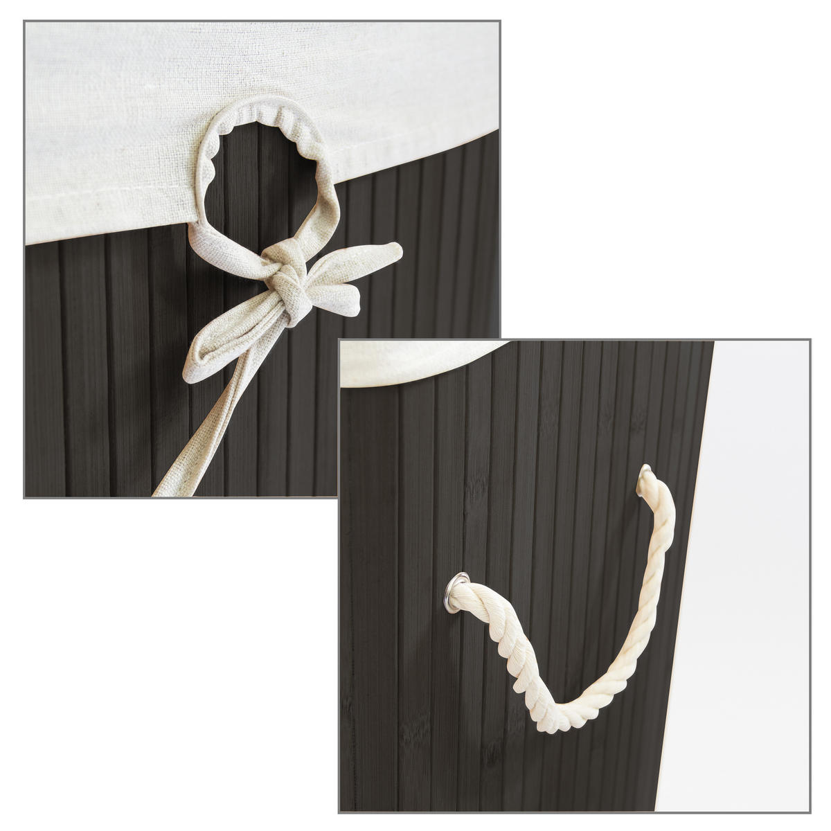 WÄSCHEKORB - Schwarz, Holz/Textil (43.5/65.5/33.5cm) - Relaxdays