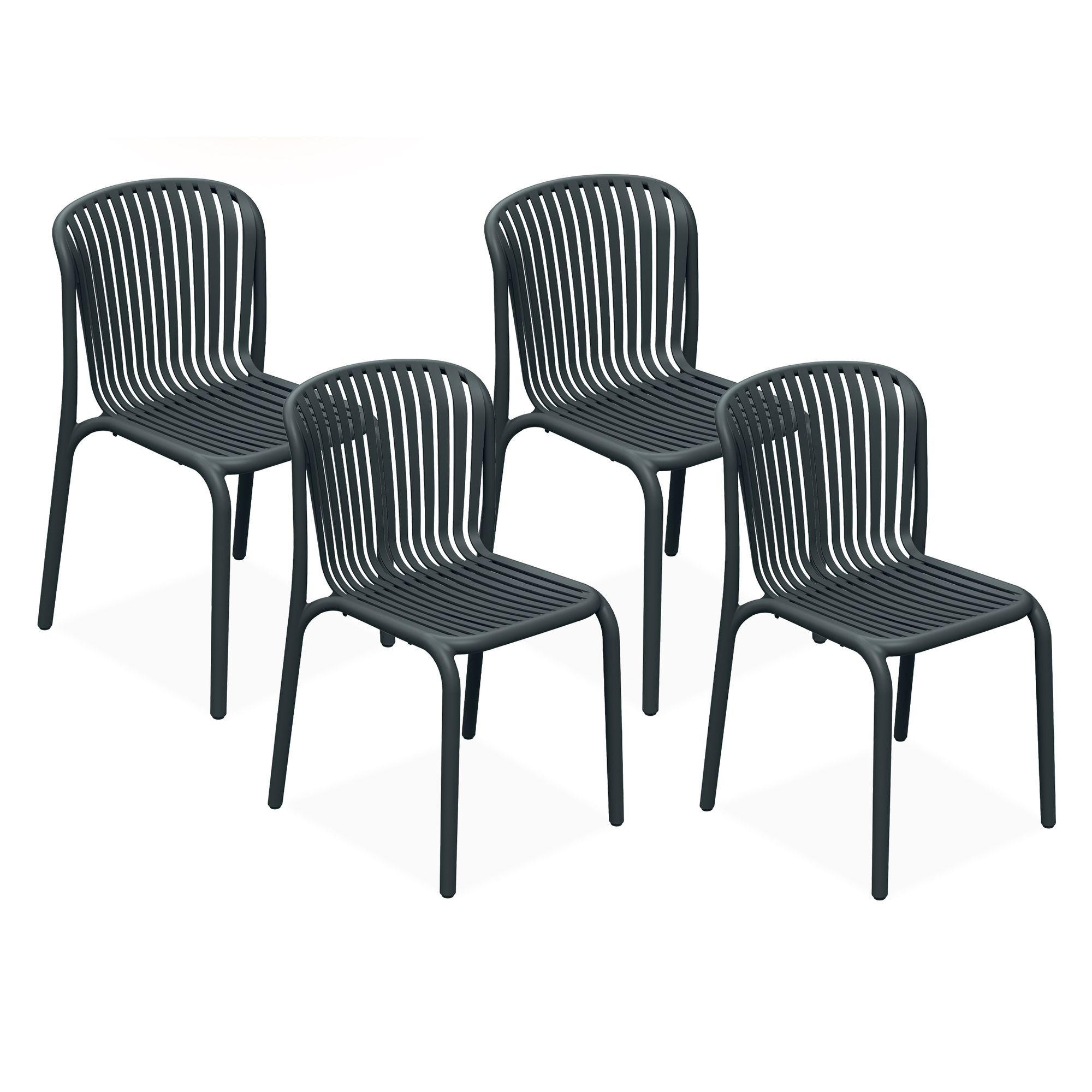 GARTENSTUHL FICCARI 4-er Set, Anthrazit - Anthrazit, Kunststoff (52/82.5/53cm) - KONSIMO®
