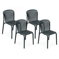 GARTENSTUHL FICCARI 4-er Set, Anthrazit - Anthrazit, Kunststoff (52/82.5/53cm) - KONSIMO®