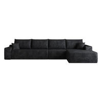 ECKSOFA 340/175/83 cm Schwarz mit L-förmiger Chaiselongue, Rechte Seite - Schwarz, Textil (340/175cm) - Oxeza