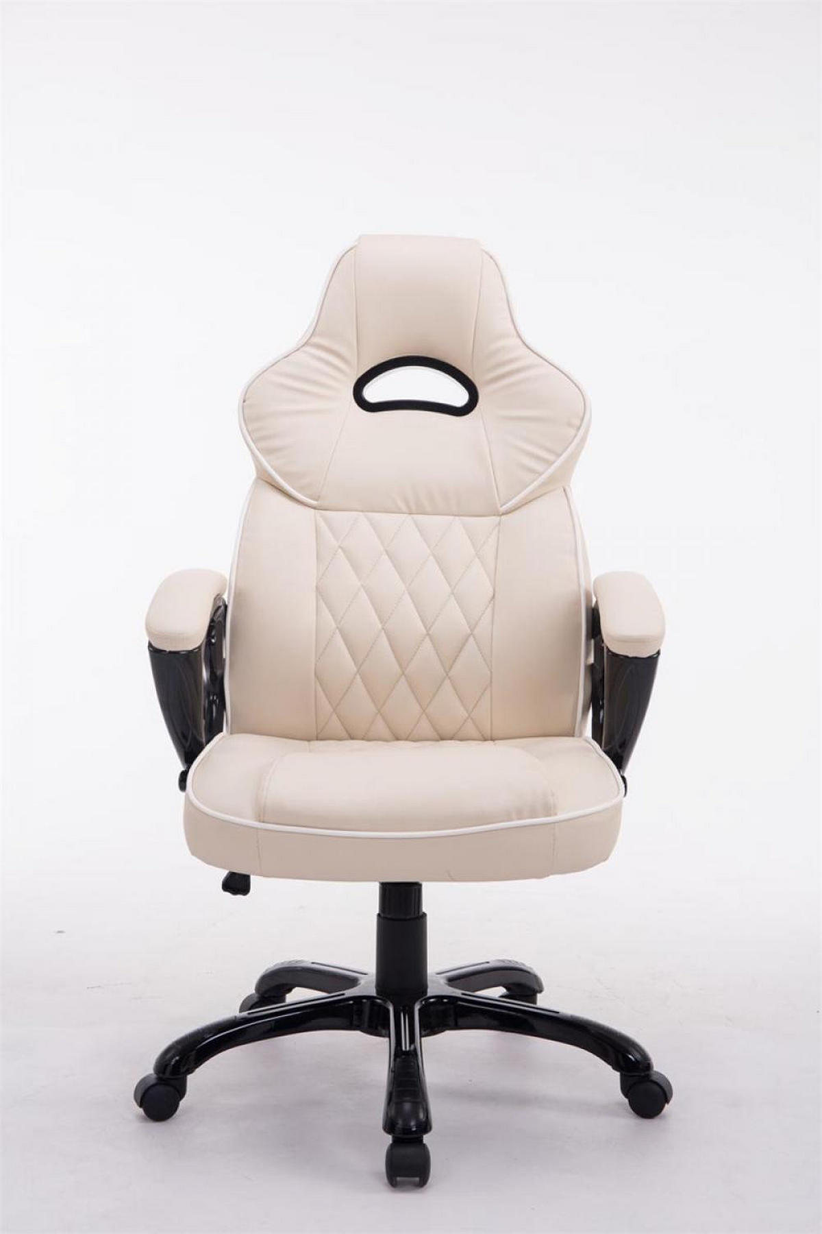 CHEFSESSEL Lederlook creme - Creme/Schwarz, Kunststoff/Textil (66/114/72cm) - CLP