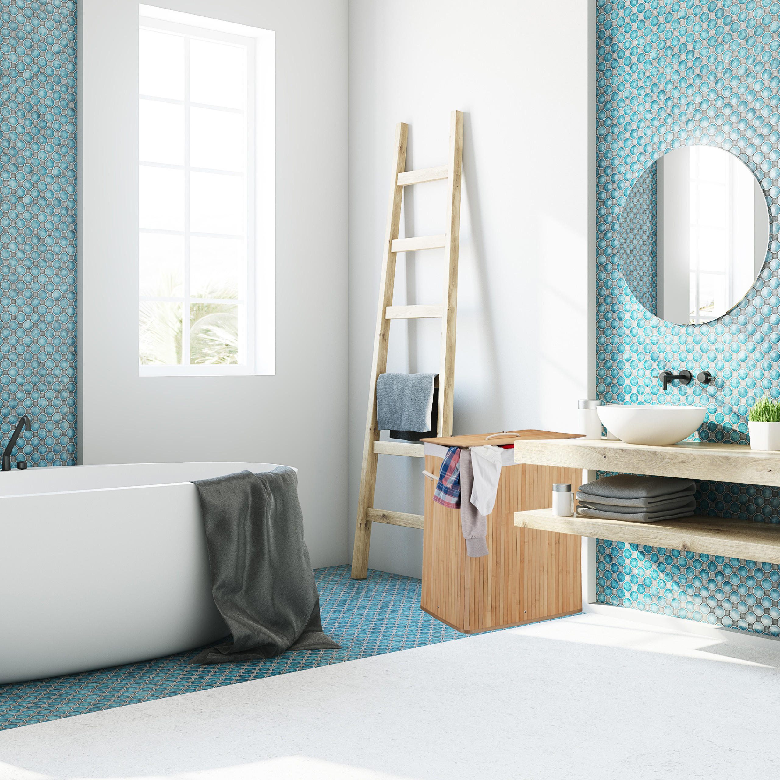 WÄSCHEKORB - Hellbraun, Holz/Textil (55/63/35cm) - Relaxdays
