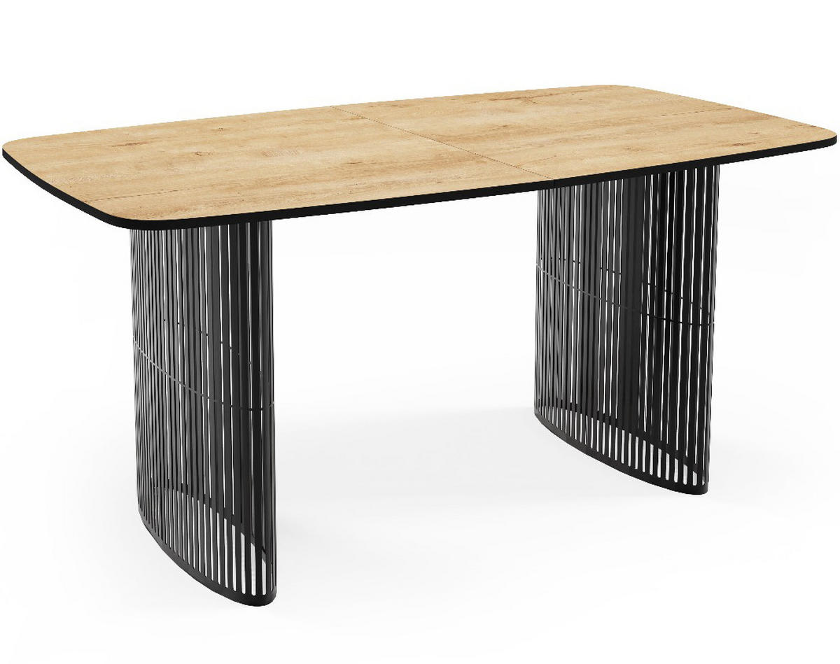 ESSTISCH Cavaro rechteckig oval ausziehbar, Braun 160-236/90/76 cm - Eichefarben/Schwarz, Holzwerkstoff/Metall (160/90/76cm) - WFL GROUP