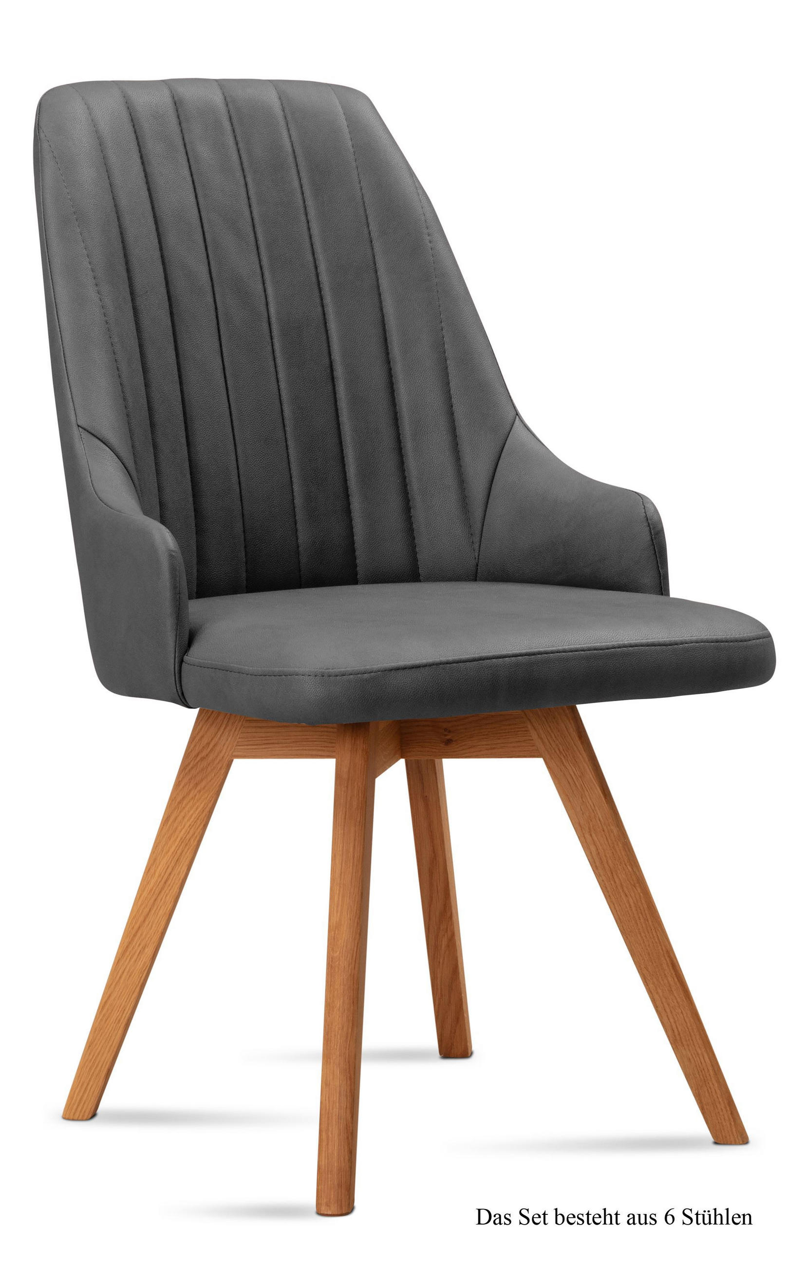 ESSZIMMERSTUHL (6er-Set) Domka 52x91x60 Eiche geölt/Grau - Eichefarben/Grau, Kunststoff (60/91/52cm) - 58aufmkessel