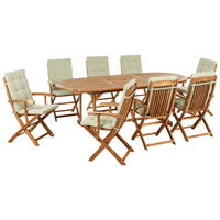 GARTENMÖBEL-SET 8-Sitzer Hellgrün Akazienholz Maui Premium - Hellgrün, Holz - Beliani