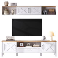 TV WOHNWAND-SET in Weiß mit 4 Schränken für Wohnzimmer, B180/T40/H50 cm - Weiß, Holzwerkstoff/Metall (180/27/30cm) - STILVORA