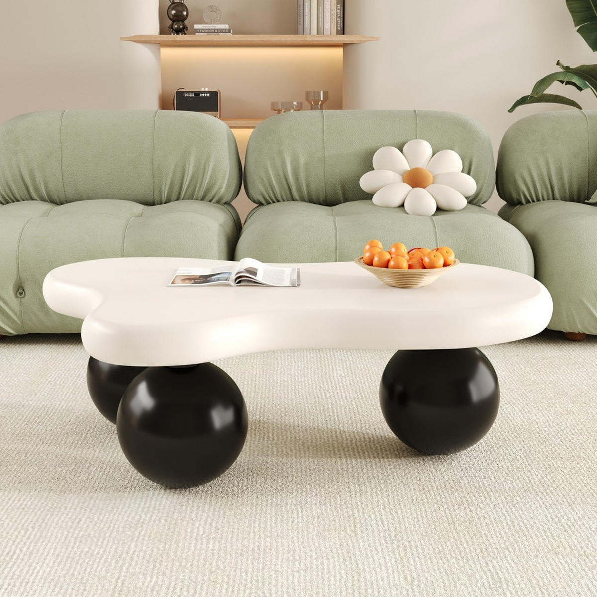 COUCHTISCH Cloud-Form LED 16-Farben Modern Weiß-Schwarz - Weiß, Holz (53.34/45.09/30.48cm) - FLIEKS