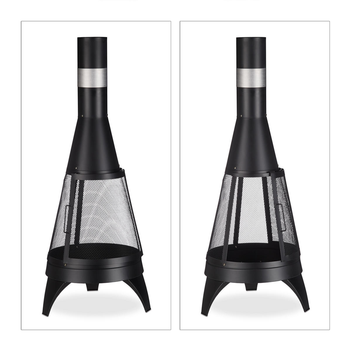 TERRASSENOFEN - Schwarz, Metall (47/120/47cm) - Relaxdays