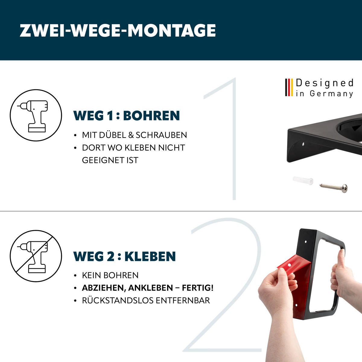 WANDHALTERUNG SAVONA, schwarz - Schwarz, Kunststoff (21/4.5/21cm) - bremermann