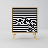 SIDEBOARD SPECTRA SHOWCASE, Eichefarben, 57,5x42x75,5 cm, Goldfarbene Metallfüße - Eichefarben/Goldfarben, Holzwerkstoff/Metall (57.5/75.5/42cm) - SpaceRebels