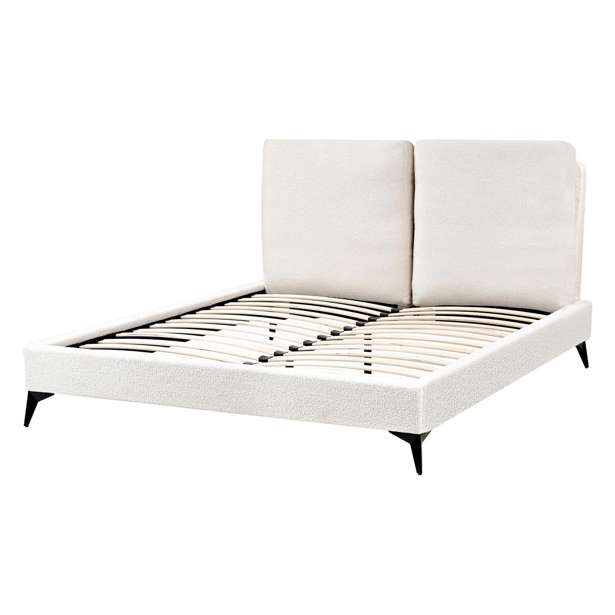 POLSTERBETT mit Lattenrost 140/200 cm Weiß Melle - Creme, Textil (140/200cm) - Beliani