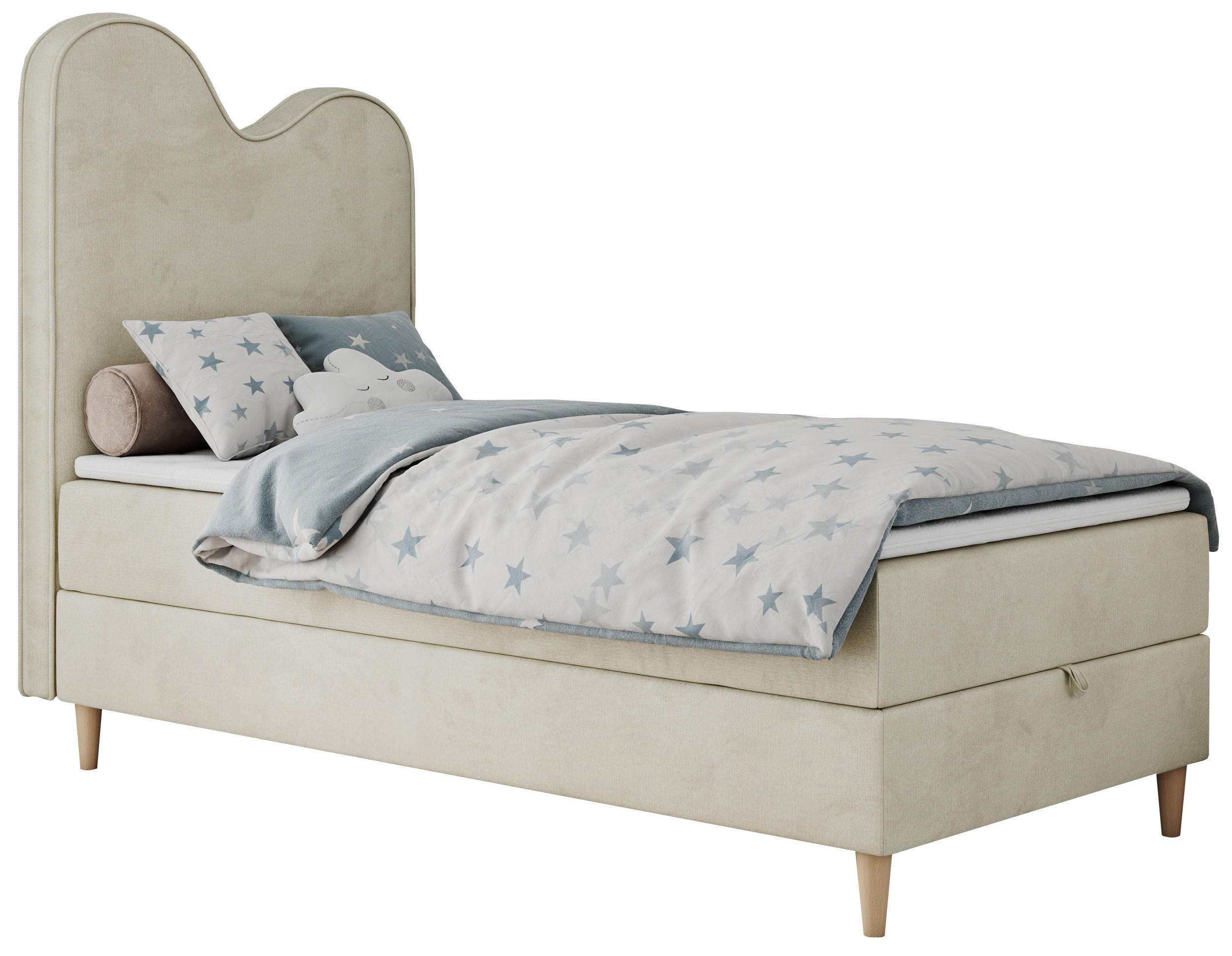 BOXBETT FLOW 90/180 Beige Velvet hydrophob - H3 - Beige, Holz/Textil (90/180cm) - MKS