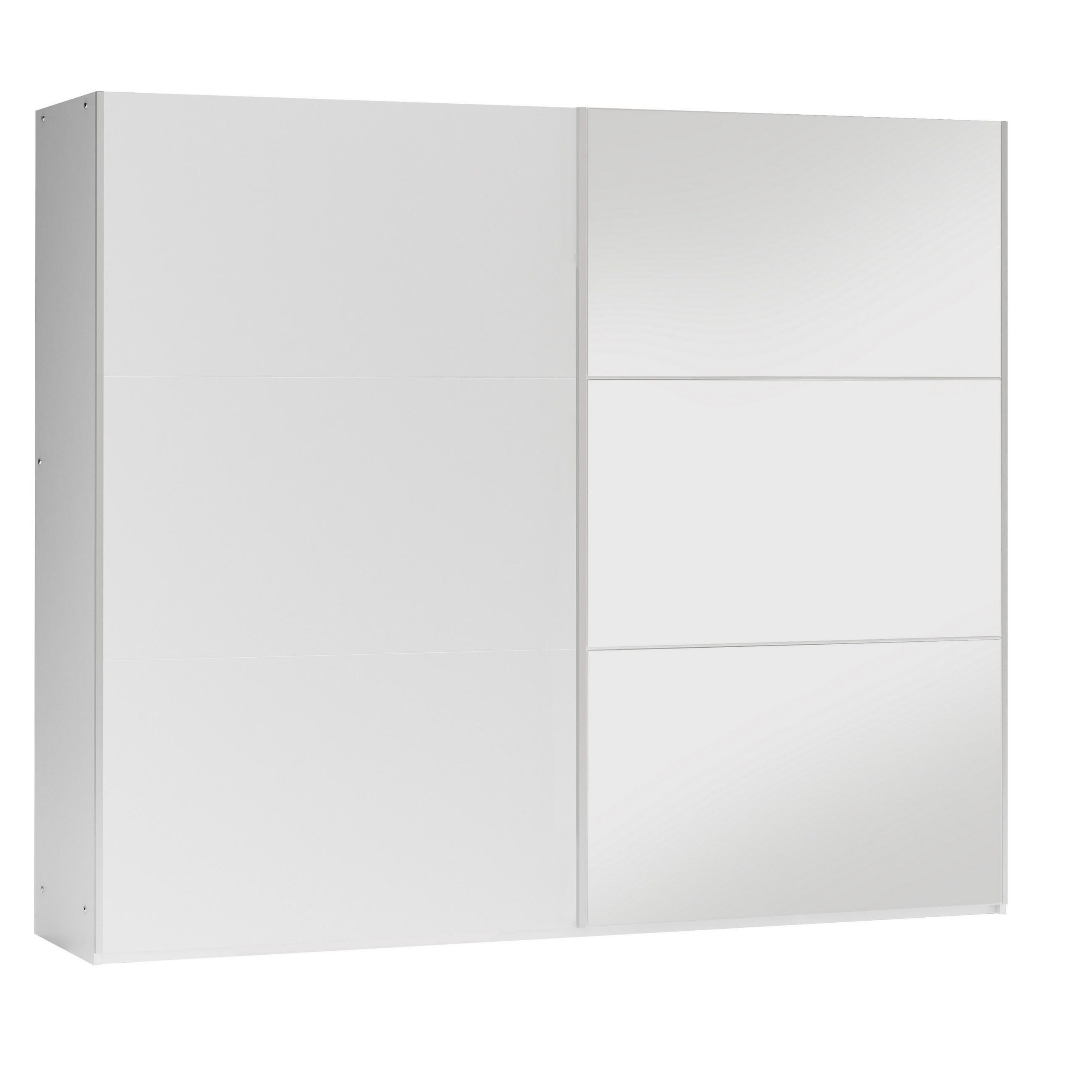 SCHWEBETÜRENSCHRANK IVERN 250/215/65 cm 2-türig mit Spiegel Weiß - Weiß, Holzwerkstoff (250/215/65cm) - MASSENO