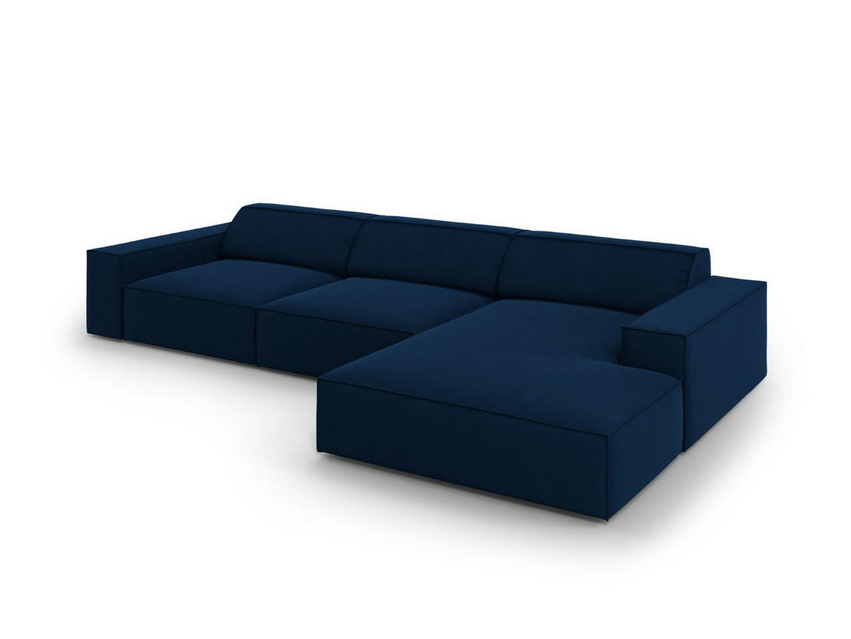 ECKSOFA rechts Jodie aus Samt königsblau 4 Sitzplätze - Blau, Textil (166/284cm) - Micadoni