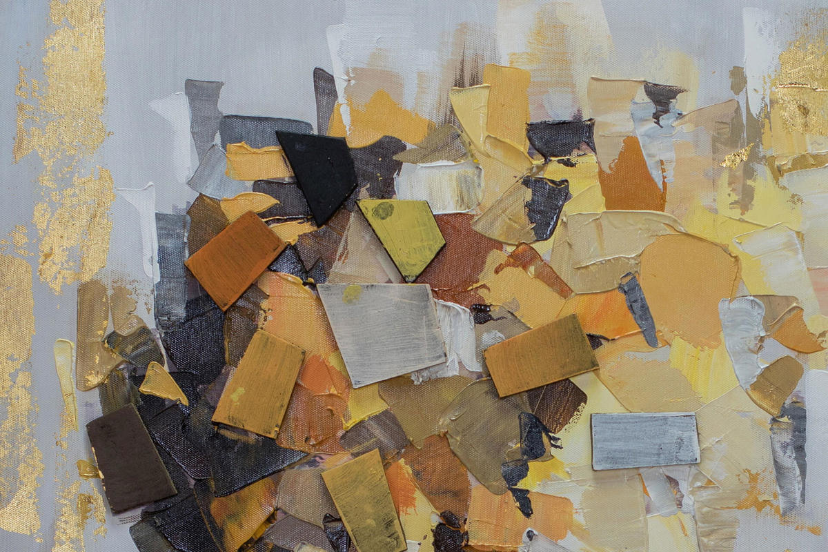 ACRYLBILD HANDGEMALT 60/60 cm - Gelb/Grau, Holz/Textil (60/60cm) - KUNSTLOFT