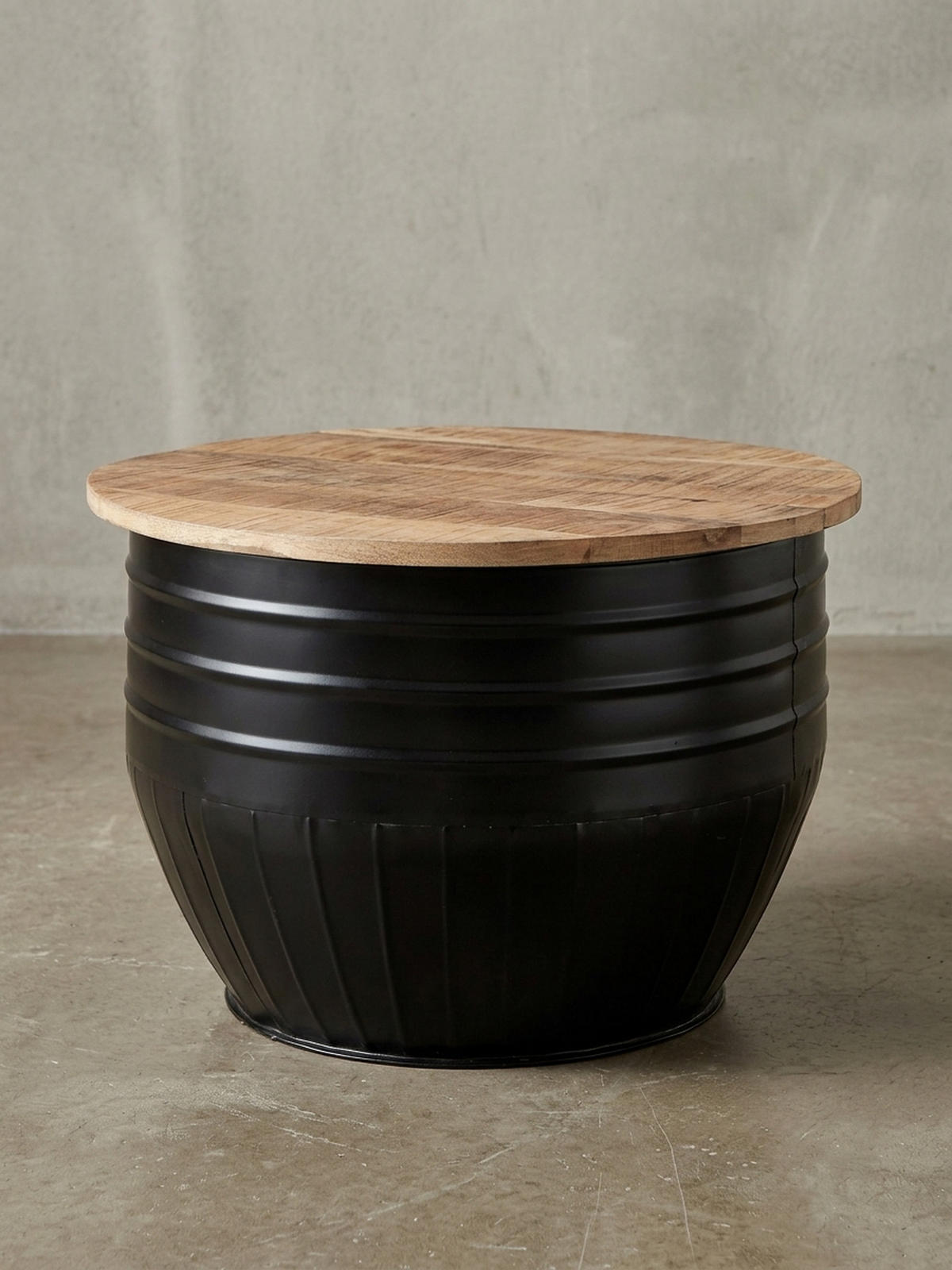 COUCHTISCH Mango Massivholz Industrial Stil mit Stauraum handgefertigtes Unikat - Schwarz, Holz/Metall (60/60/41cm) - KADIMA DESIGN