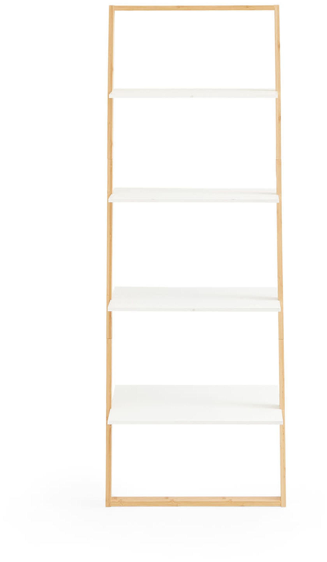 LEITERREGAL weiß/ Bambus - Weiß, Holz (61.3/164/36.5cm) - Xonox