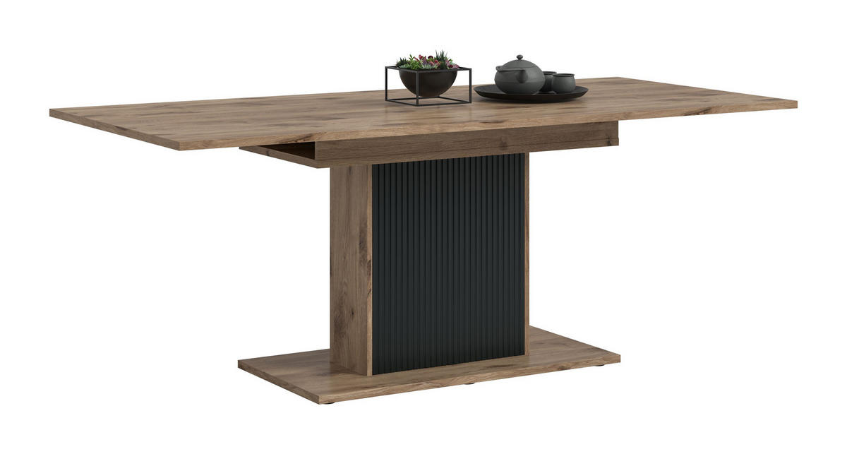 ESSTISCH Onyx (B/H/T: ca. 160/75/90 cm) in Nox Oak Nachbildung/schwarz - Eichefarben, Holzwerkstoff (90/160/75cm)