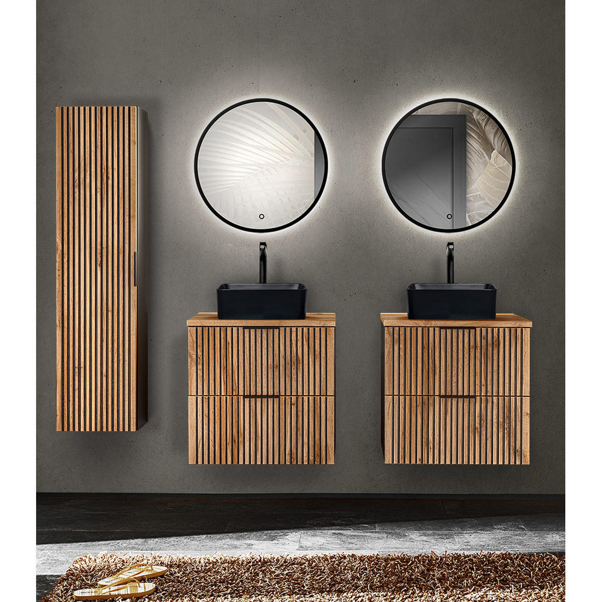 BADMÖBEL-SET 5-TLG. Xanten-56 - Braun, Holzwerkstoff (205/200/47cm) - Lomado