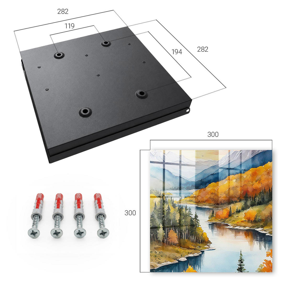 SCHLÜSSELBOX Schwarz 30x30 cm- Türöffnung nach rechts - Bergherbst - Orange, Metall (30/30/5cm) - TULUP