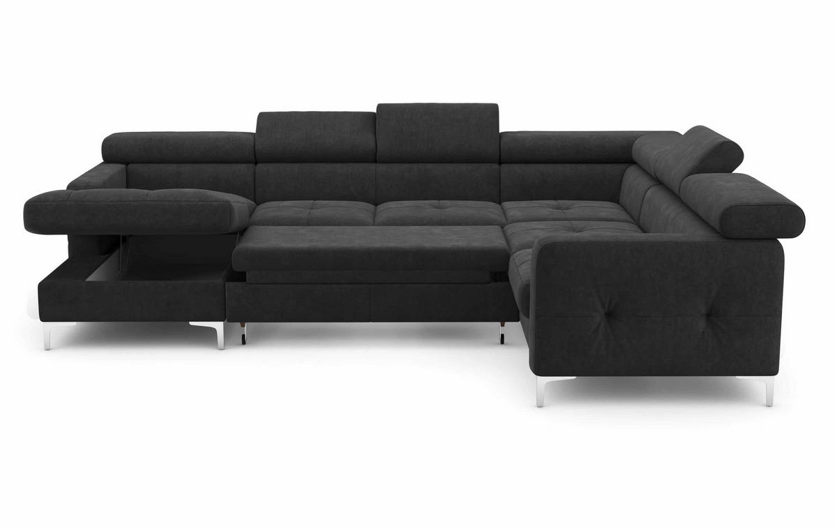 WOHNLANDSCHAFT mit Schlaffunktion und Bettkasten - Anthrazit/Silberfarben, Holz/Textil (240/74/304cm) - Cotta