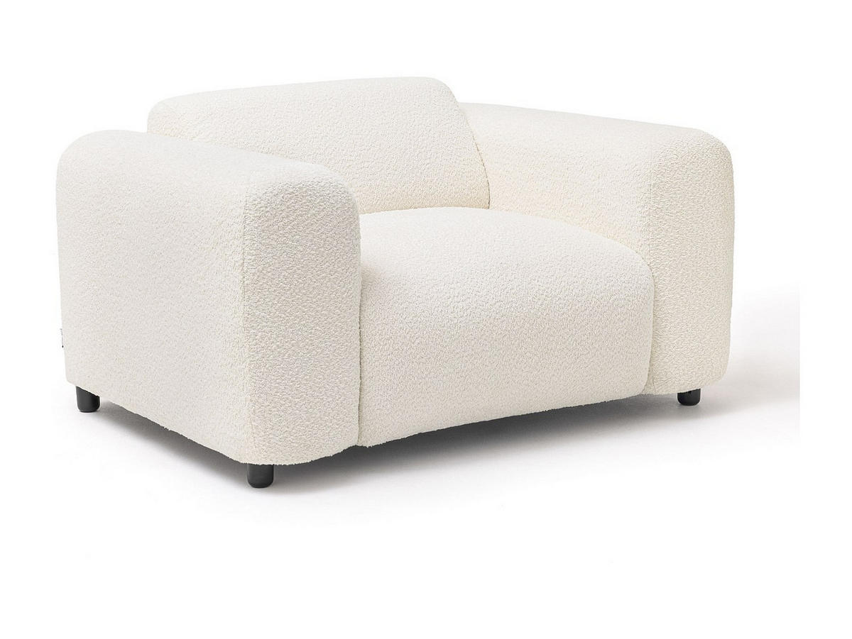 SESSEL - Bouclé-Stoff - Weiß - POGNI - Weiß, Textil (130/67/97cm) - Vente-Unique